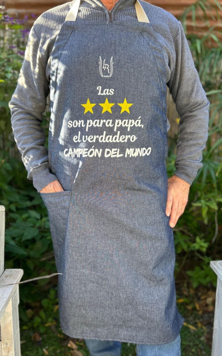 Delantal "parrillero" Jean  Las 3 estrellas son para Papá "