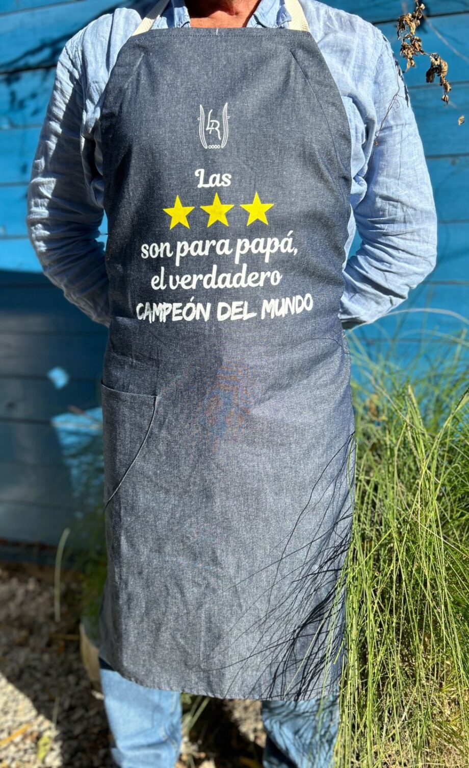 Delantal "parrillero" Jean  Las 3 estrellas son para Papá "