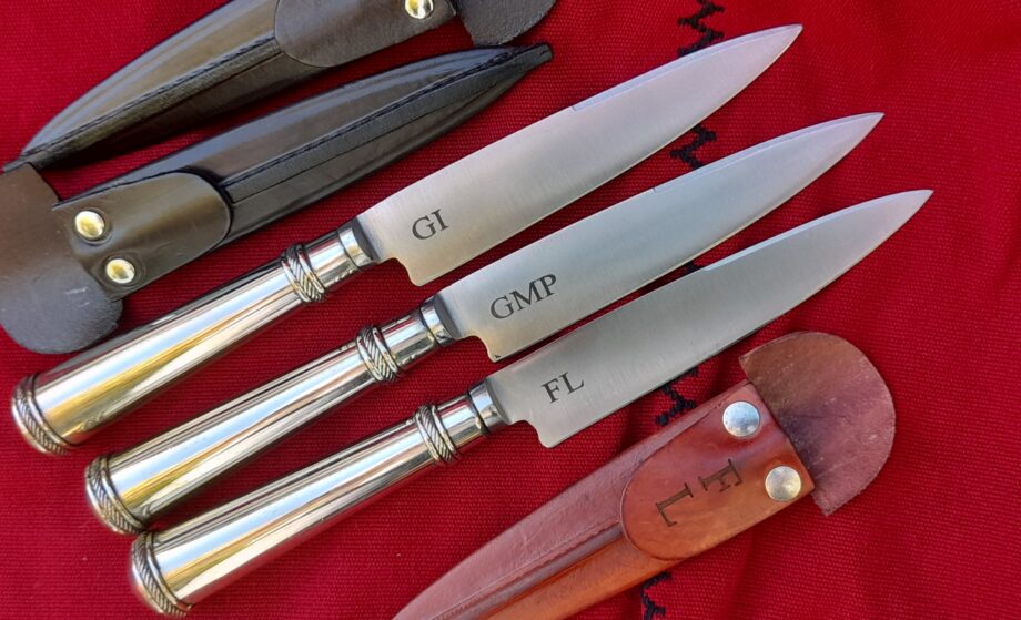 Cuchillo Premium cabo de Alpaca lisa y cincelado - Hoja alemana acero inox.  14cm
